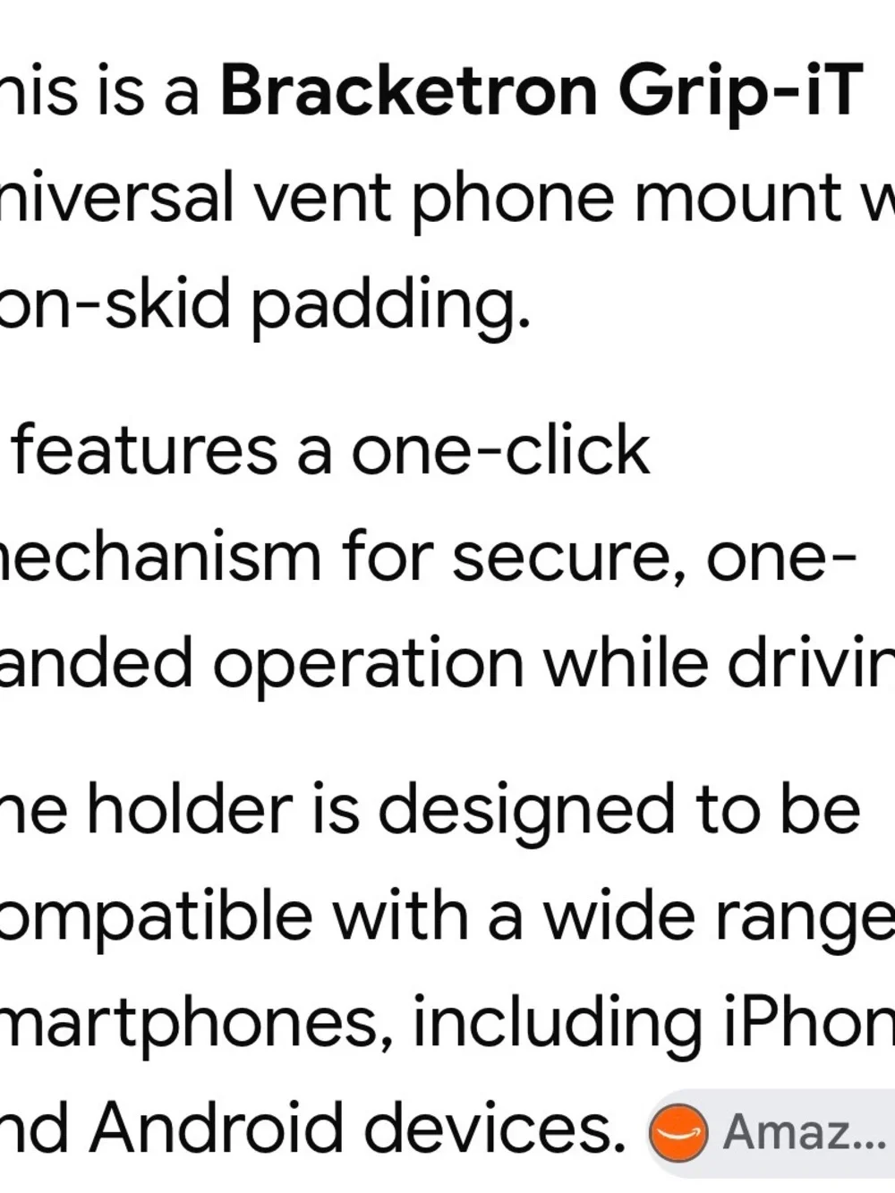 Black Universal Phone Holder with Cushioned Arms
